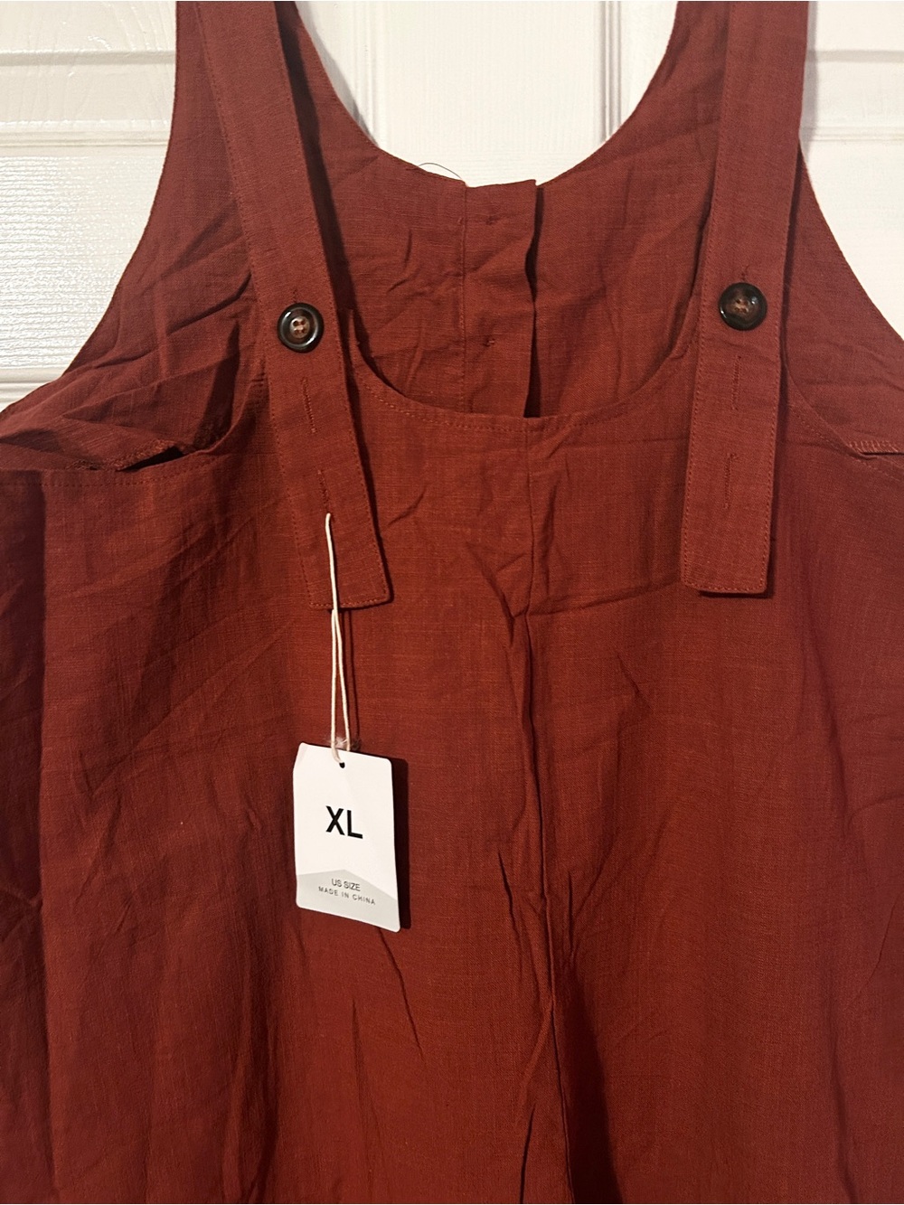 Amazon Sleeveless Button-Front Rust Jumpsuit - Picture 6 of 7